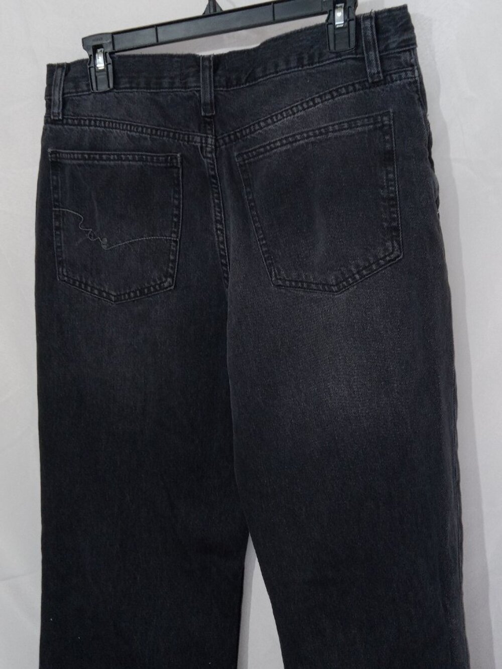 We The Free Women’s Sz 31 High Rise Wide-Leg Jeans Black Dark Wash Denim Button - Picture 6 of 14